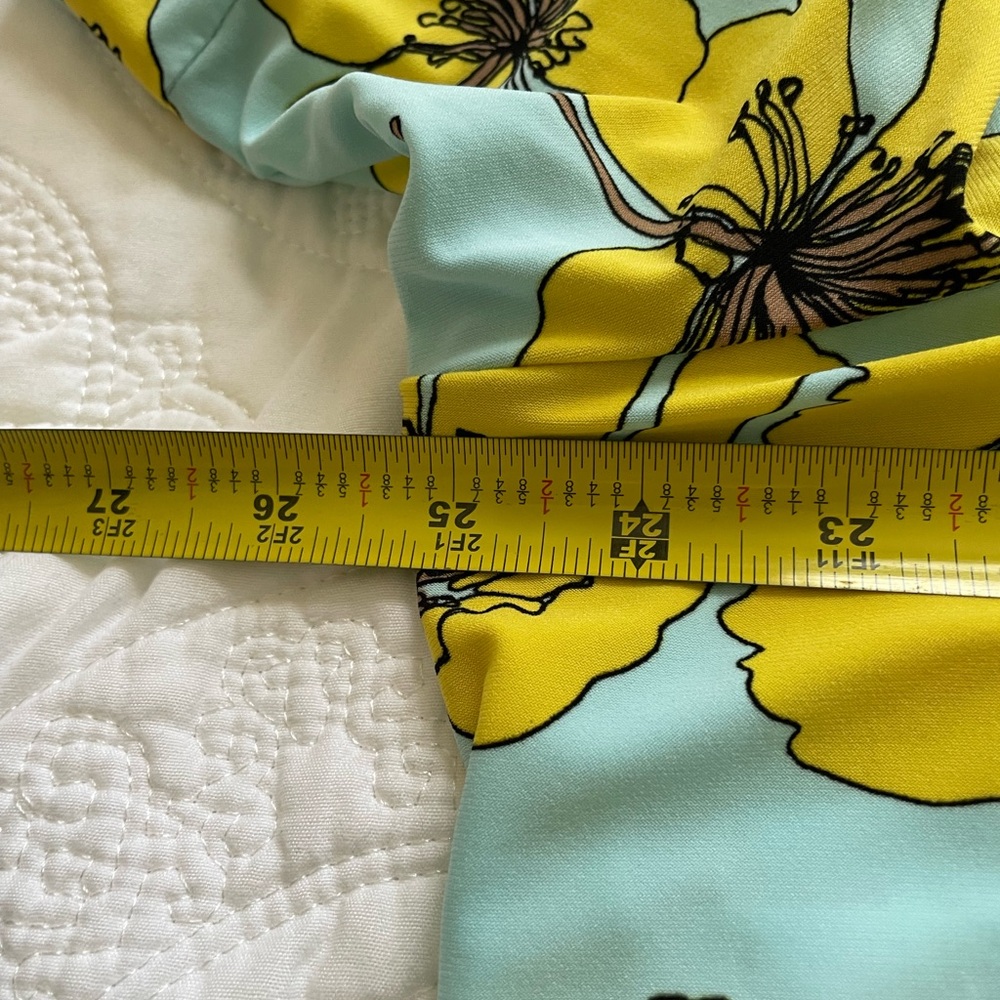 Anne Klein elbow sleeve Floral Print top blue Yellow Flowers xxl 2x - Picture 5 of 7